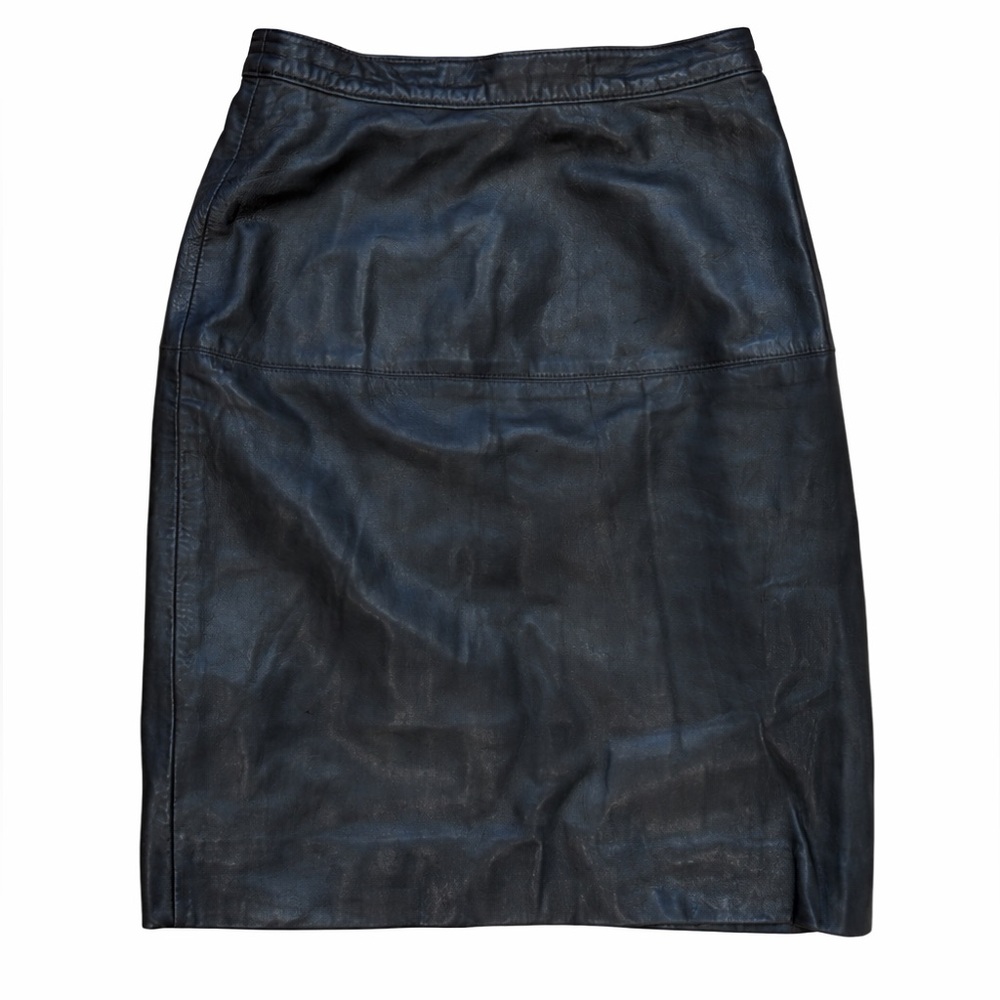 Vintage Black MAGLIA Italian Leather Skirt Size 8.